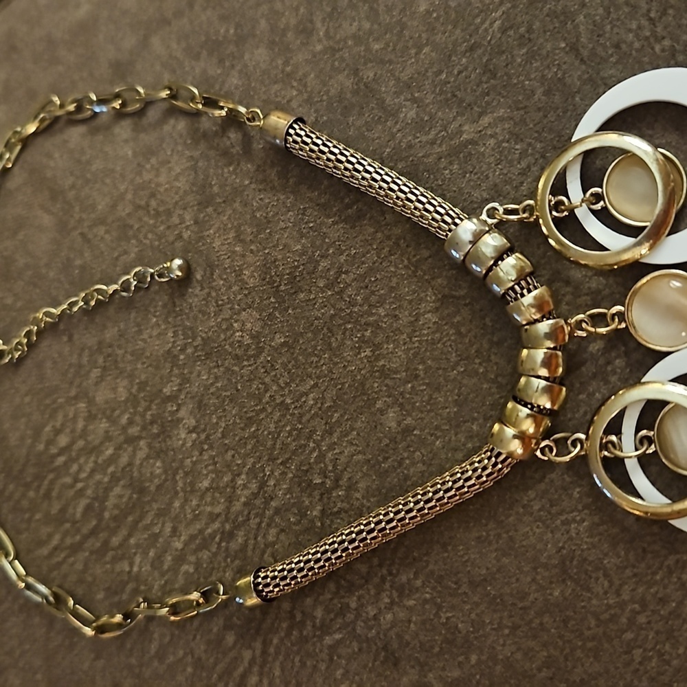 Vtg Mesh Circle Cluster Atomic Mod Chain Necklace - image 3